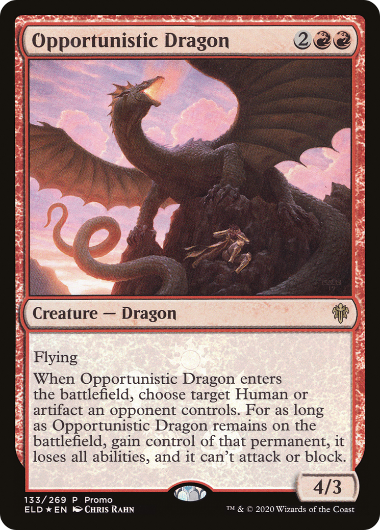 Opportunistic Dragon (MEDIA-133★) [Throne of Eldraine Promos] Foil