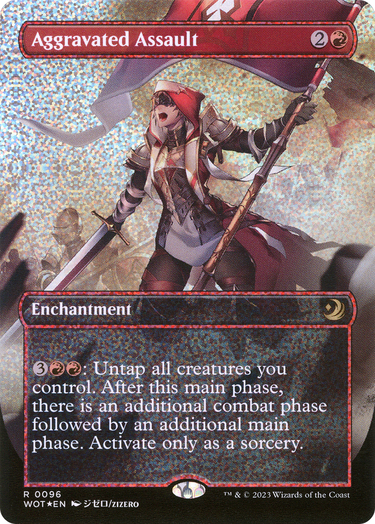 Aggravated Assault (WOT-096) [Wilds of Eldraine: Enchanting Tales] (Borderless) Foil