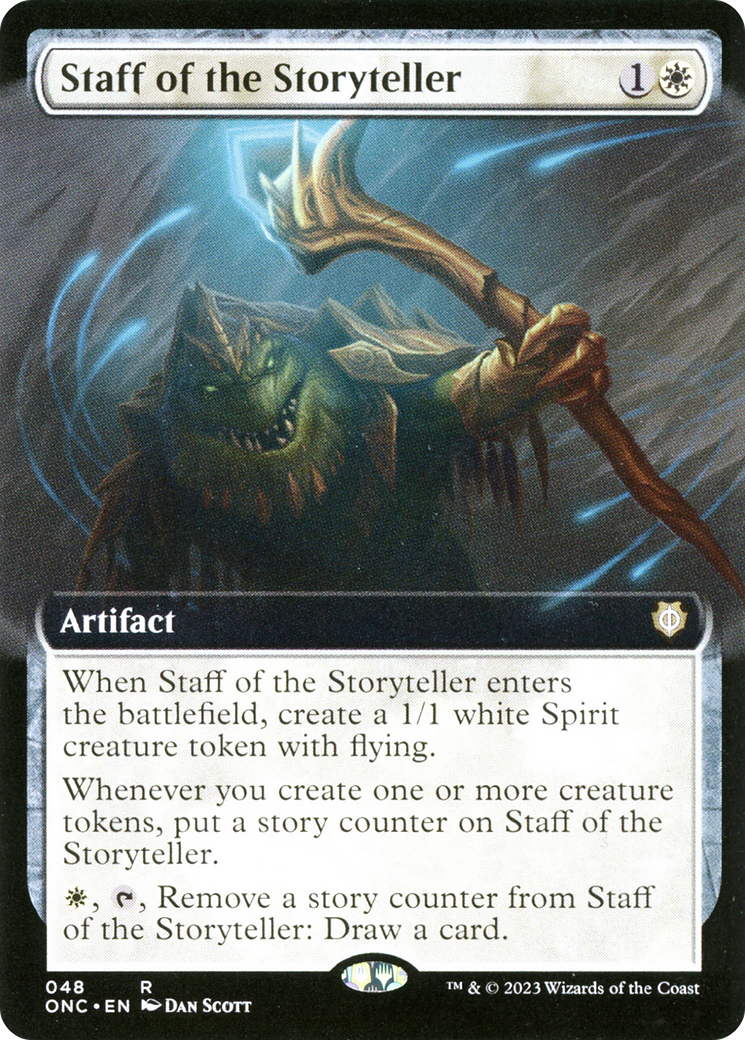Staff of the Storyteller (ONC-048) [Phyrexia: All Will Be One Commander]: (Extended Art)