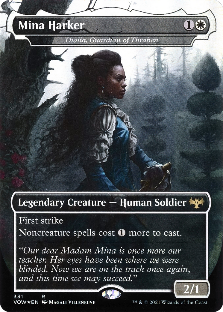 Thalia, Guardian of Thraben (VOW-331) [Innistrad: Crimson Vow] / Mina Harker (Borderless) Foil