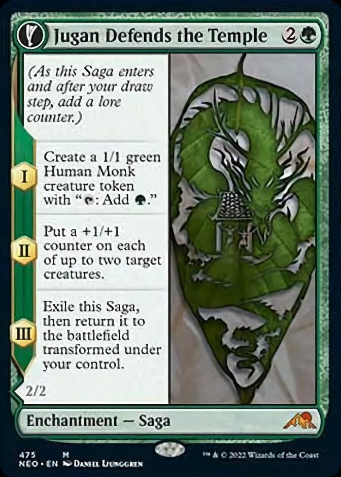 Jugan Defends the Temple // Remnant of the Rising Star (NEO-475) [Kamigawa: Neon Dynasty]: (Extended Art, fandfc, enchantment)