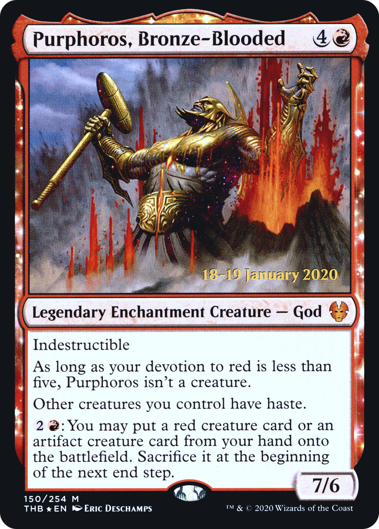 Purphoros, Bronze-Blooded (PRE-150S) [Theros Beyond Death Promos] Foil