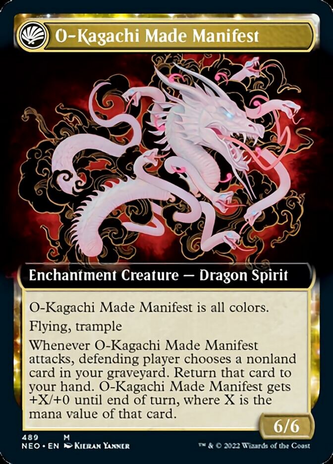 The Kami War // O-Kagachi Made Manifest (NEO-489) [Kamigawa: Neon Dynasty]: (Extended Art, fandfc, enchantment) Foil