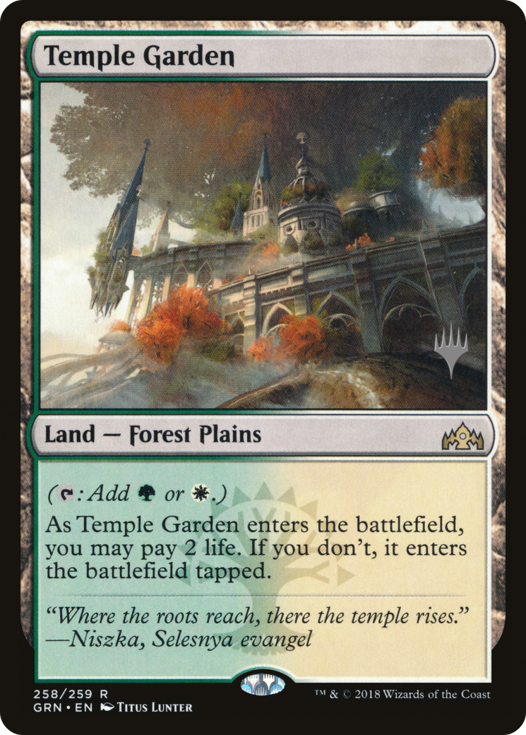 Temple Garden (PPELD-258P) [Guilds of Ravnica Promos] Foil