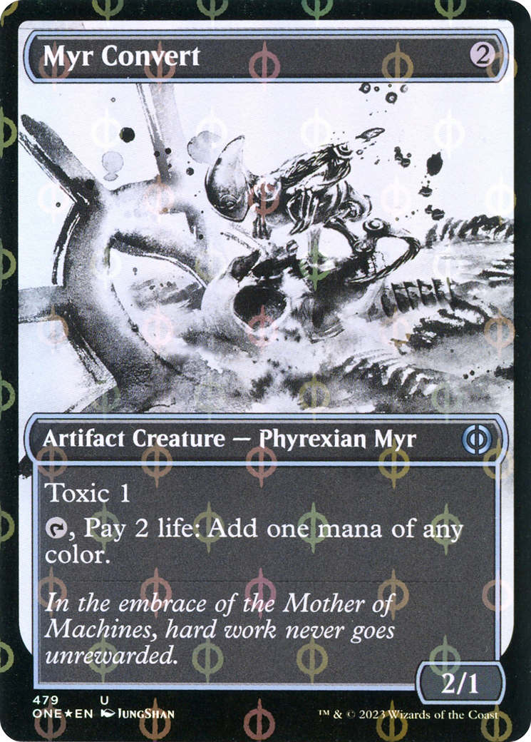 Myr Convert (Showcase) (Step-and-Compleat Foil) (ONE-479) [Phyrexia: All Will Be One] Foil