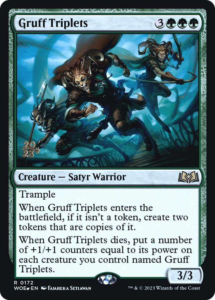 Gruff Triplets (PRE-172S) [Wilds of Eldraine Promos] Foil