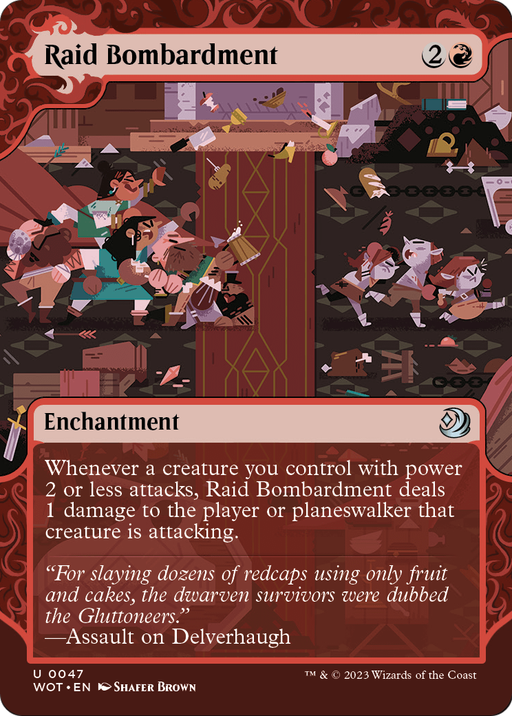 Raid Bombardment (WOT-047) (Showcase) (Borderless) [Wilds of Eldraine: Enchanting Tales] Foil