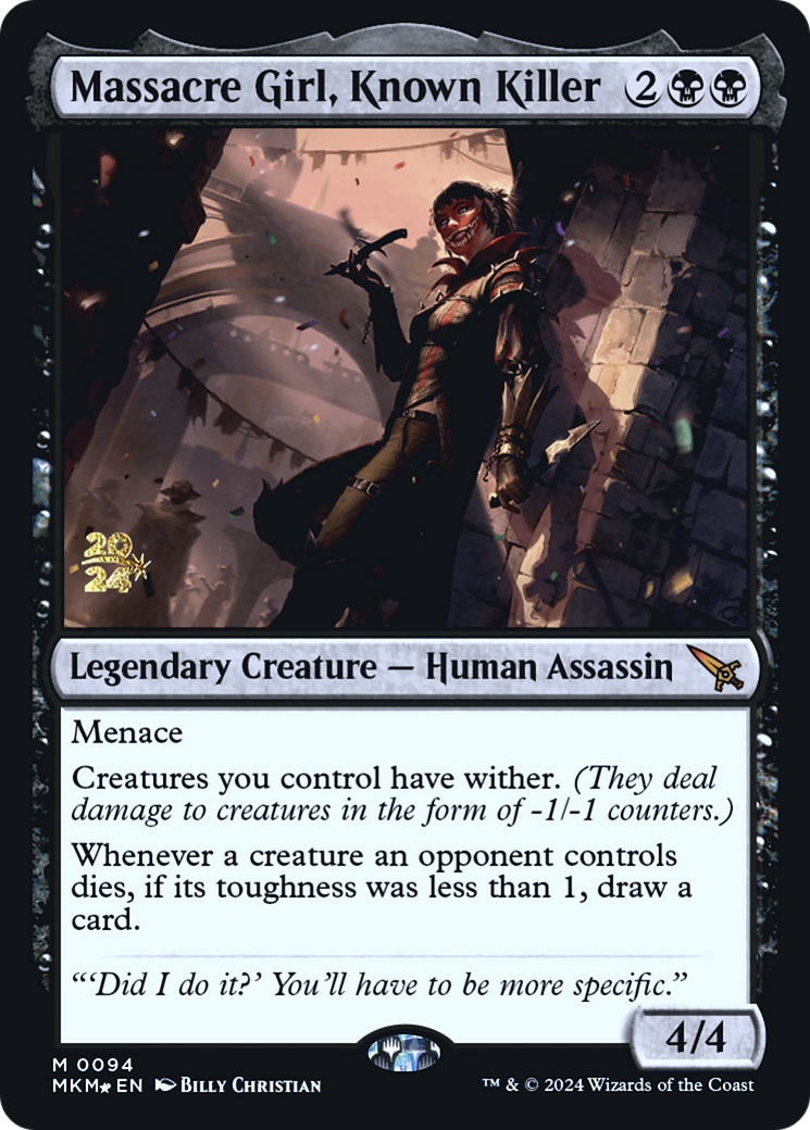 Massacre Girl, Known Killer (PRE-94S) [Murders at Karlov Manor Promos] Foil