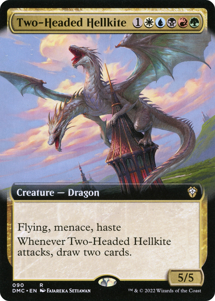 Two-Headed Hellkite (DMC-090) [Dominaria United Commander]: (Extended Art)