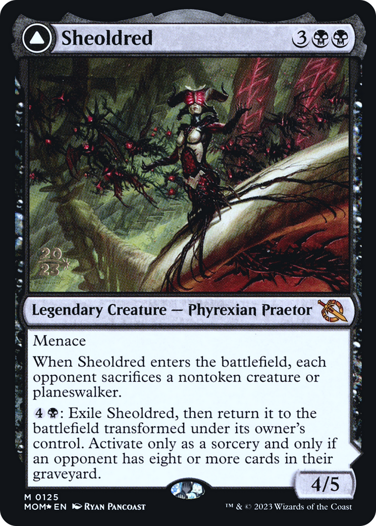 Sheoldred // The True Scriptures (PRE-125S) [March of the Machine Promos] Foil