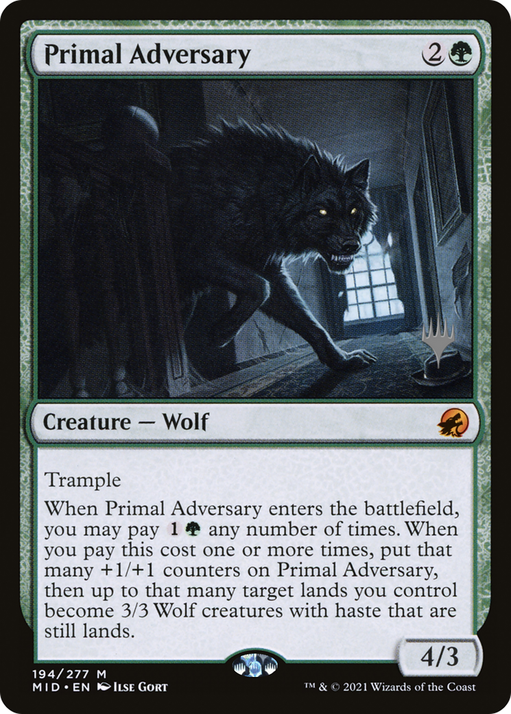 Primal Adversary (PPMID-194P) [Promo Pack: Innistrad: Midnight Hunt Promos]