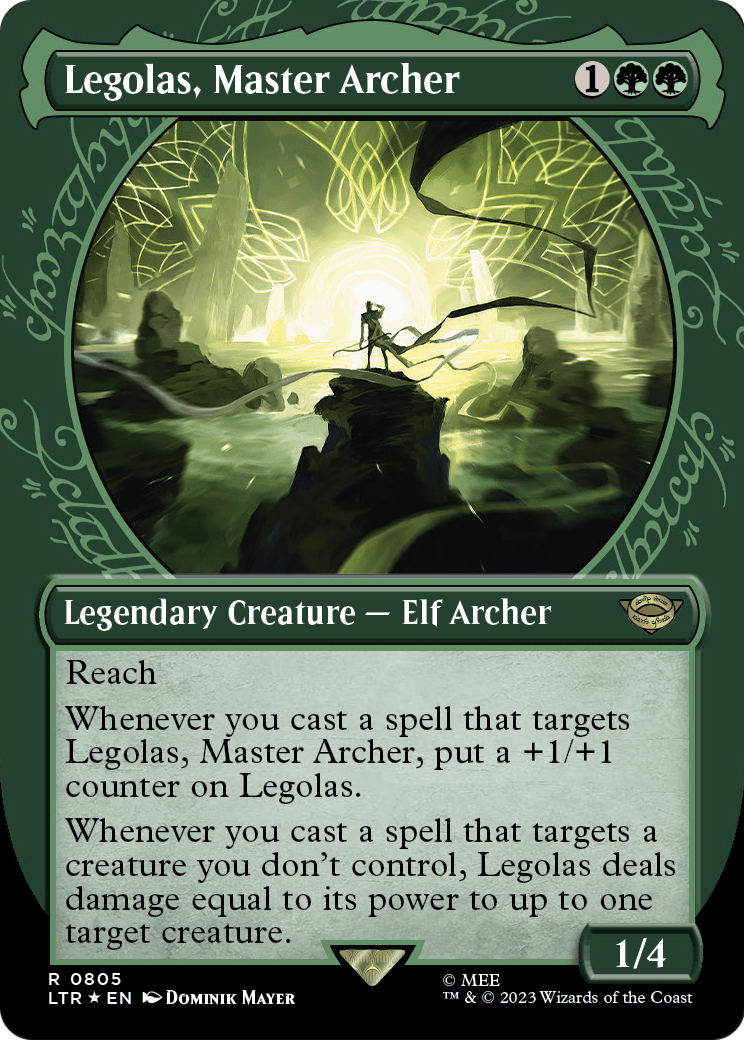 Legolas, Master Archer (Showcase) (Surge Foil) (LTR-805) (Borderless) [The Lord of the Rings: Tales of Middle-earth] Foil