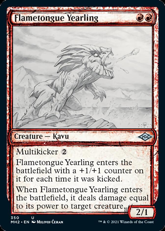Flametongue Yearling (MH2-350) [Modern Horizons 2]: (Showcase) Foil