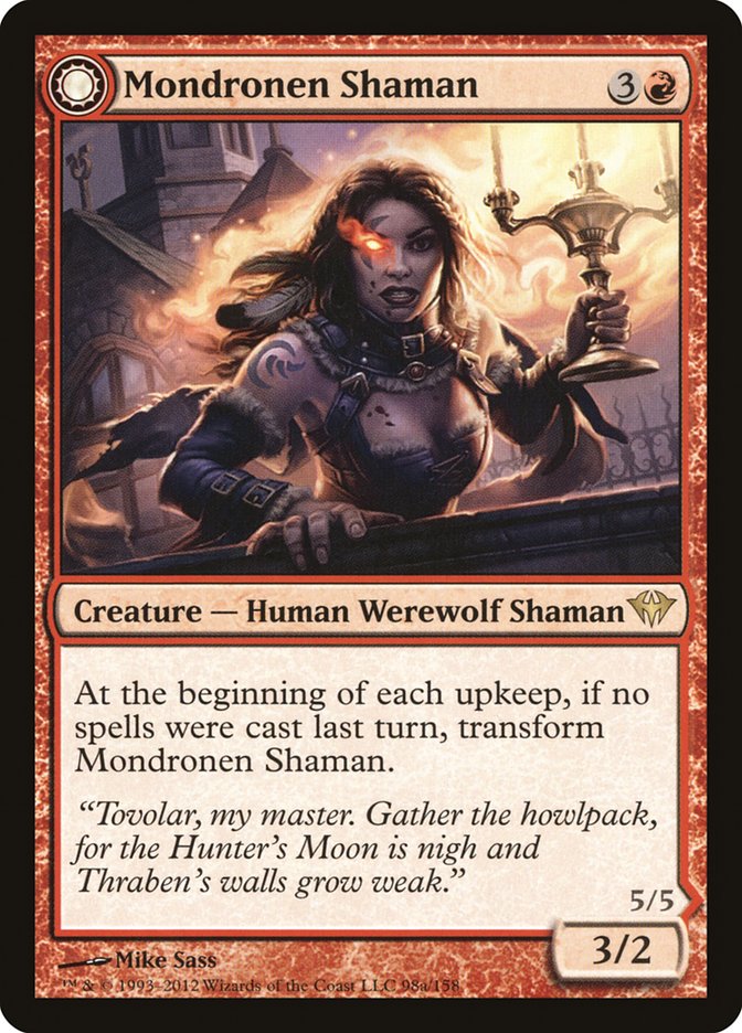 Mondronen Shaman // Tovolar's Magehunter (DKA-098) [Dark Ascension]: (Double Faced Transform) Foil