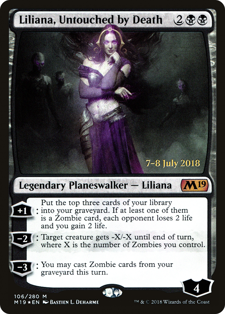 Liliana, Untouched by Death (PRE-106S) [Core Set 2019 Promos] Foil