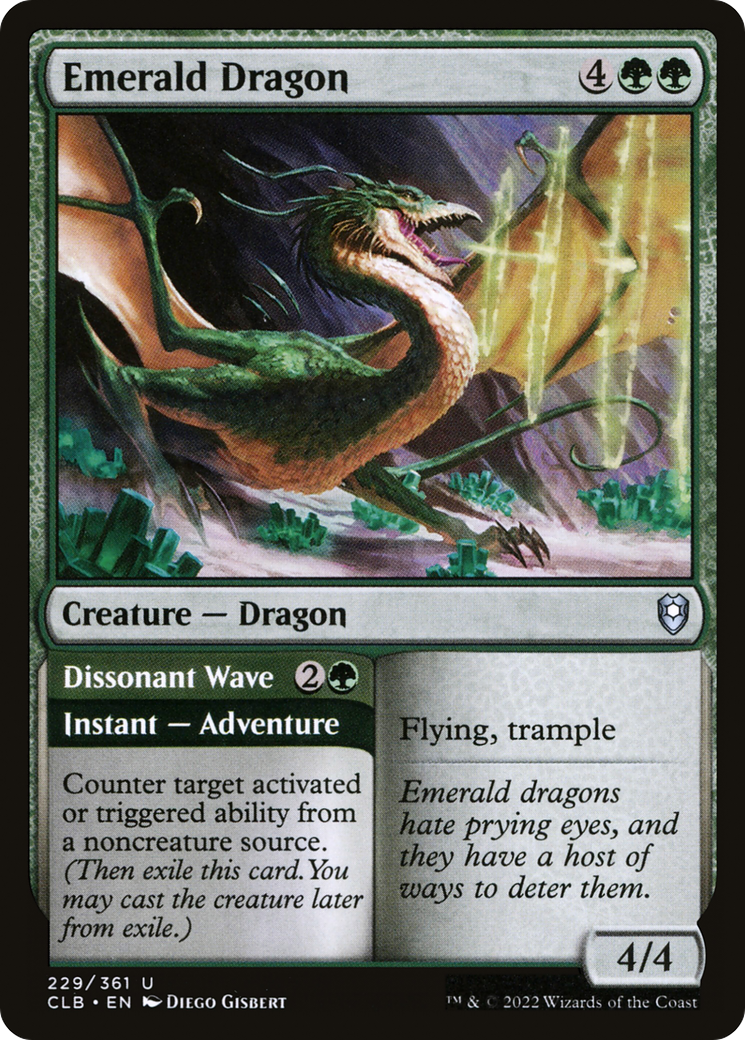 Emerald Dragon // Dissonant Wave (CLB-229) [Commander Legends: Battle for Baldur's Gate] Foil