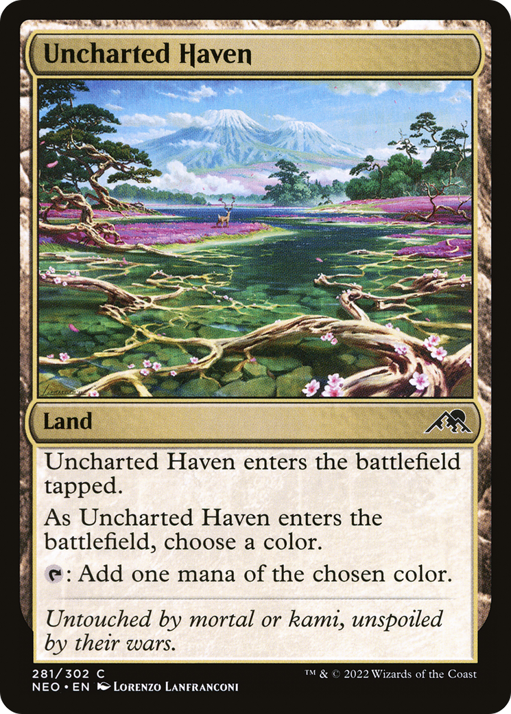 Uncharted Haven (NEO-281) [Kamigawa: Neon Dynasty] Foil
