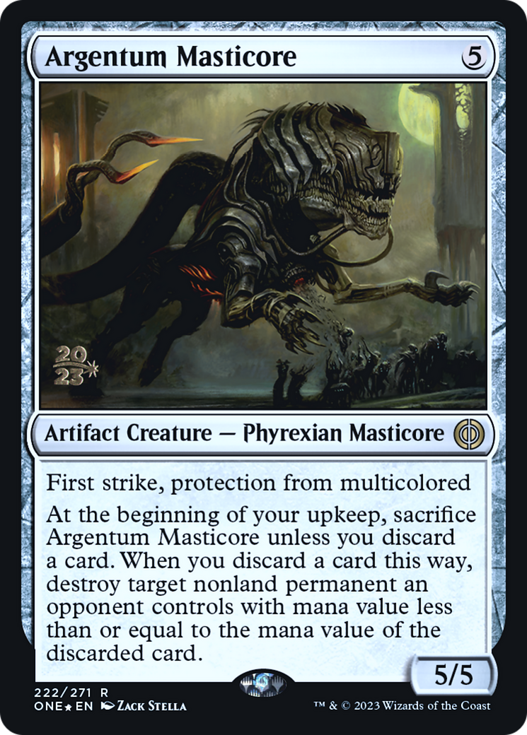 Argentum Masticore (PRE-222S) [Phyrexia: All Will Be One Promos] Foil
