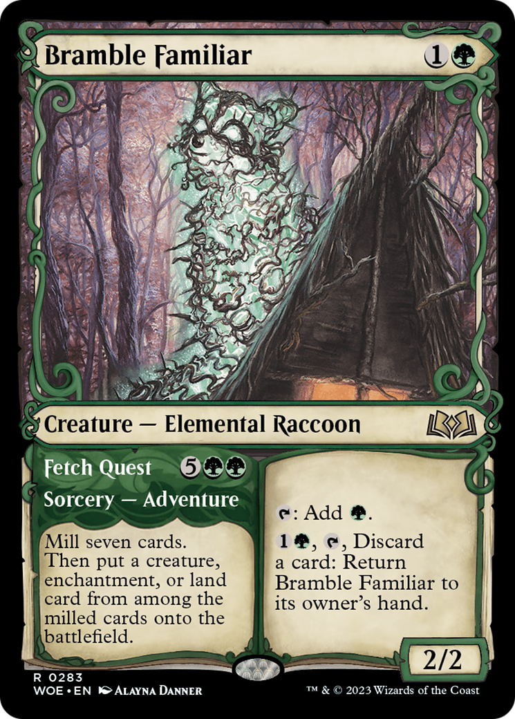 Bramble Familiar // Fetch Quest (WOE-283) [Wilds of Eldraine]: (Showcase) Foil