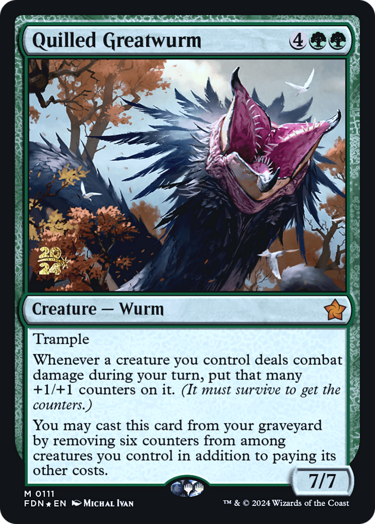 Quilled Greatwurm (PRE-111S) [Foundations Promos] Foil