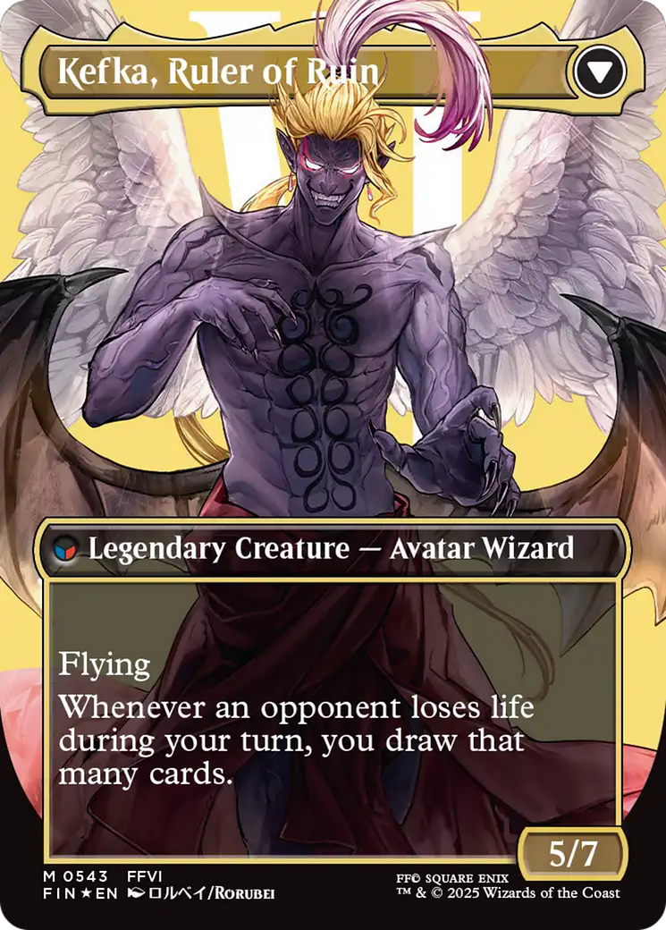 Kefka, Court Mage (0543) (Borderless) (Surge Foil) (FIN-543) [FINAL FANTASY] (Borderless) Foil