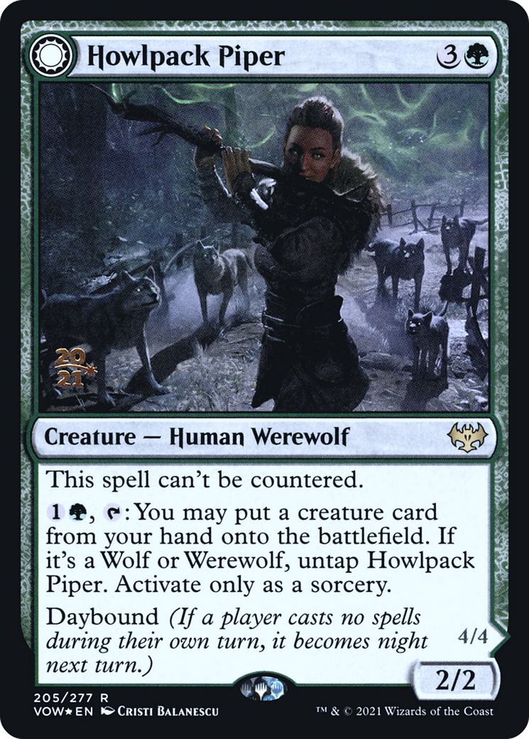 Howlpack Piper // Wildsong Howler (PRE-205S) [Innistrad: Crimson Vow Promos]: (Double Faced Transform) Foil
