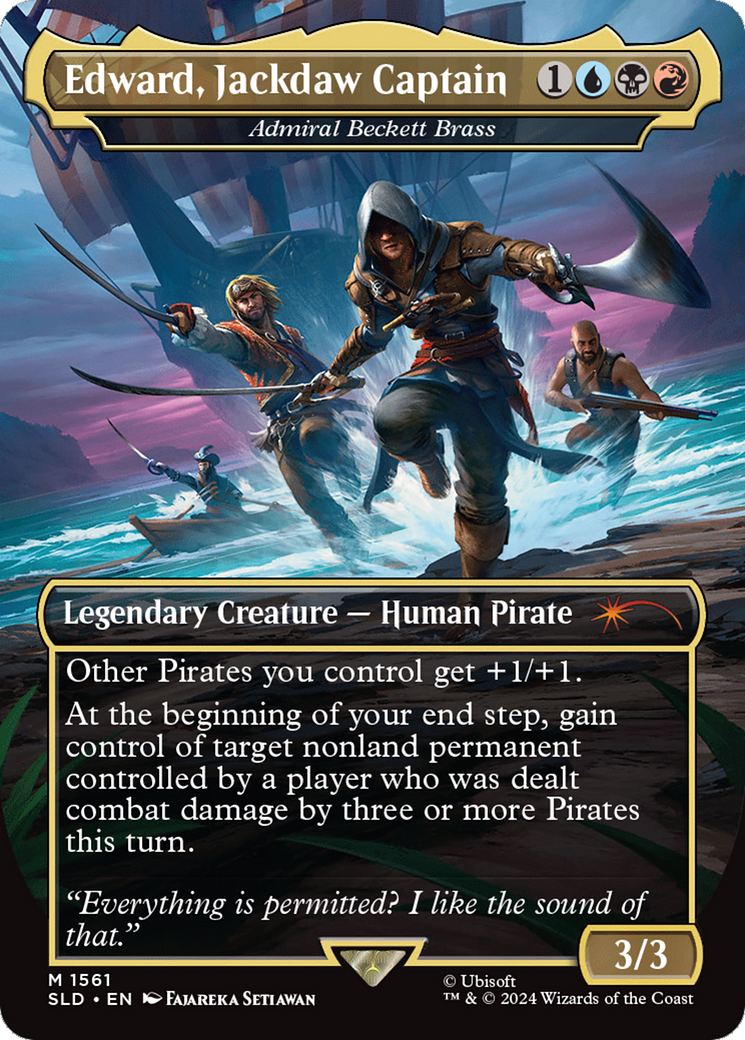 Admiral Beckett Brass (SLD-1561) [Secret Lair Drop] / Edward, Jackdaw Captain (Borderless) Foil