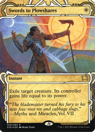 Swords to Plowshares (Foil Etched) (STA-010) (Borderless) [Strixhaven Mystical Archive] Foil
