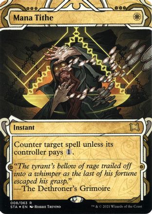 Mana Tithe (Foil Etched) (STA-008) (Borderless) [Strixhaven Mystical Archive] Foil