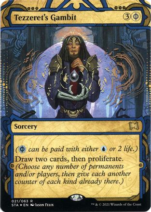 Tezzeret's Gambit (Foil Etched) (STA-021) (Borderless) [Strixhaven Mystical Archive] Foil
