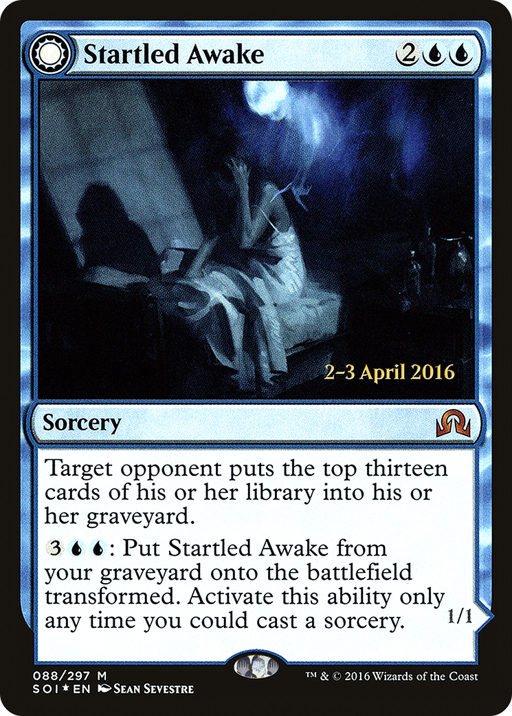 Startled Awake // Persistent Nightmare (PRE-88S) [Shadows over Innistrad Promos]: (Double Faced Transform) Foil