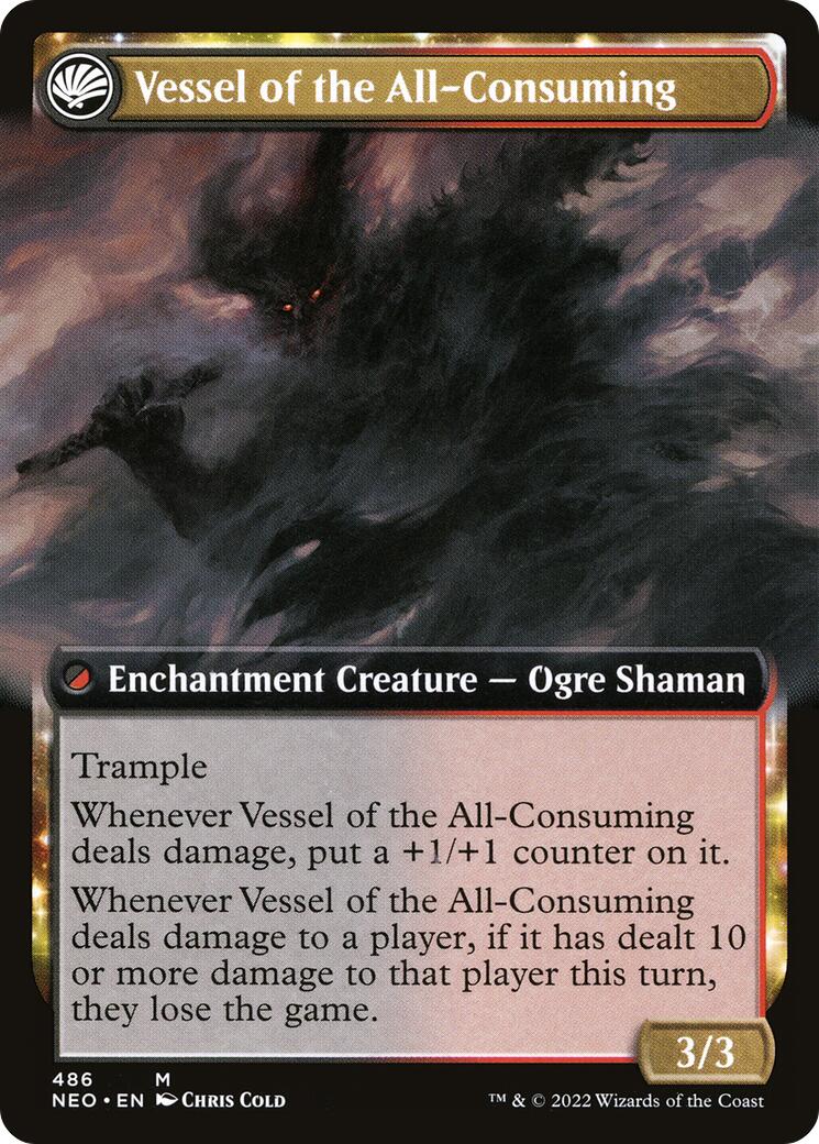 Hidetsugu Consumes All // Vessel of the All-Consuming (NEO-486) [Kamigawa: Neon Dynasty]: (Extended Art, fandfc, enchantment) Foil