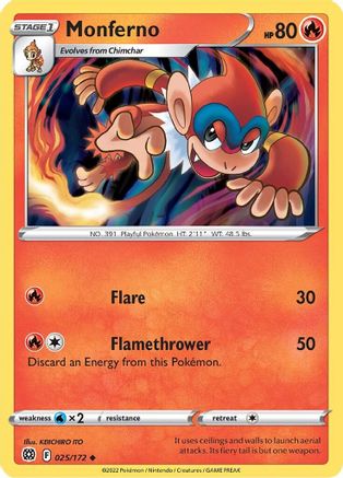 Monferno 25/172 - [SWSH09 Brilliant Stars] Reverse Holofoil