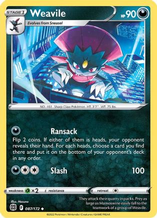Weavile 87/172 - [SWSH09 Brilliant Stars] Reverse Holofoil