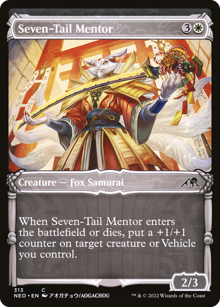 Seven-Tail Mentor (Showcase) (NEO-313) [Kamigawa: Neon Dynasty] Foil