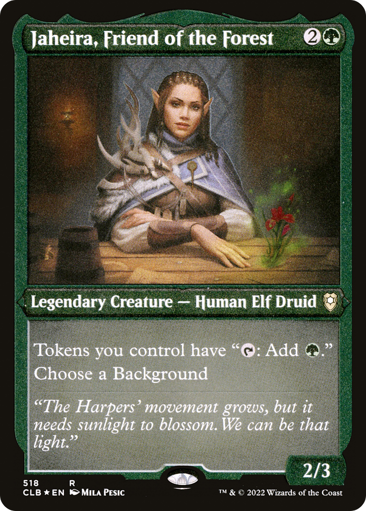 Jaheira, Friend of the Forest (CLB-518) [Commander Legends: Battle for Baldur's Gate] Etched Foil