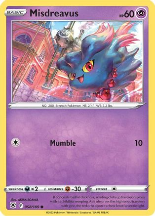 Misdreavus 58/189 - [SWSH10 Astral Radiance] Reverse Holofoil