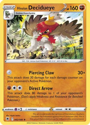 Hisuian Decidueye 82/189 - [SWSH10 Astral Radiance] Holofoil
