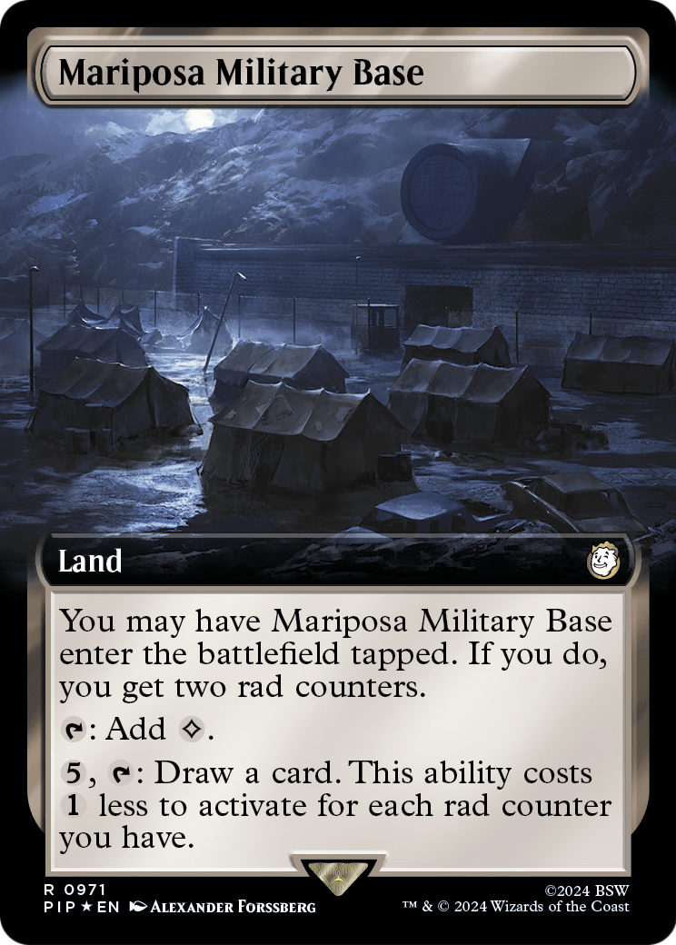 Mariposa Military Base (Extended Art) (Surge Foil) (PIP-971) [Fallout] Foil