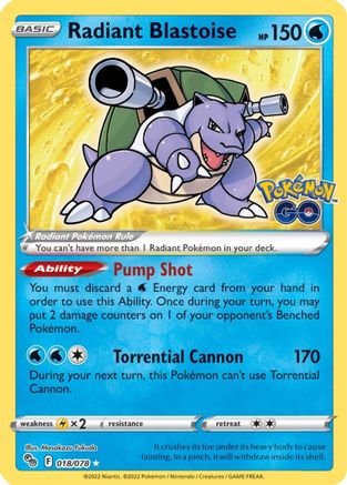 Radiant Blastoise 18/78 - [Pokemon GO] Holofoil