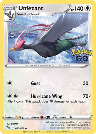 Unfezant 63/78 - [Pokemon GO] Reverse Holofoil