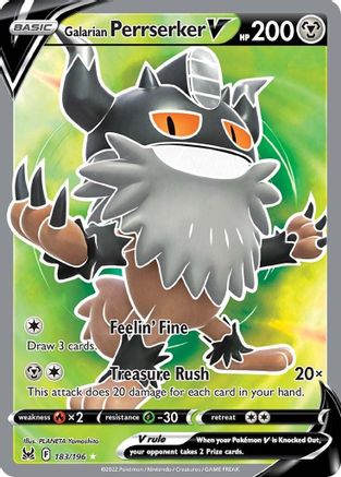 Galarian Perrserker V (Full Art) 183/196 - [SWSH11 Lost Origin] Holofoil