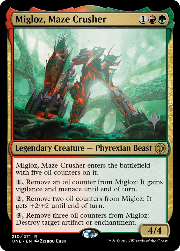 Migloz, Maze Crusher (PPONE-210P) [Phyrexia: All Will Be One Promos] Foil