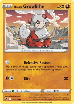 Hisuian Growlithe - 070/189 (Cosmos Holo) 70 - [Deck Exclusives] Holofoil