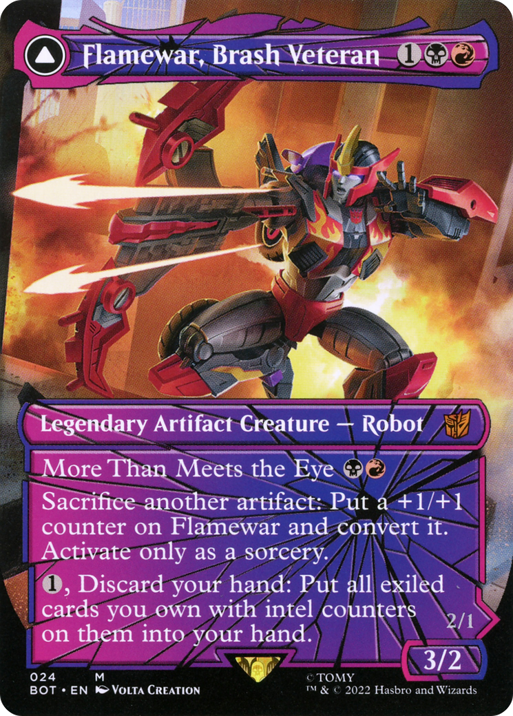 Flamewar, Brash Veteran (Shattered Glass) (BOT-024) (Borderless) [Transformers]