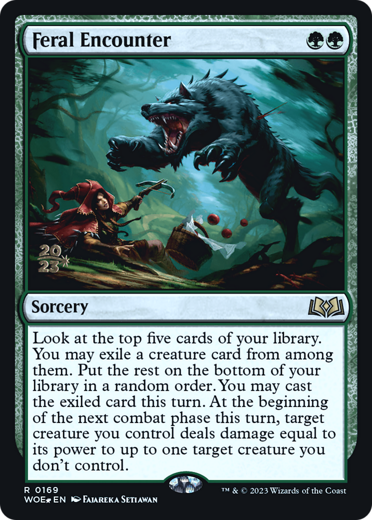 Feral Encounter (PRE-169S) [Wilds of Eldraine Promos] Foil