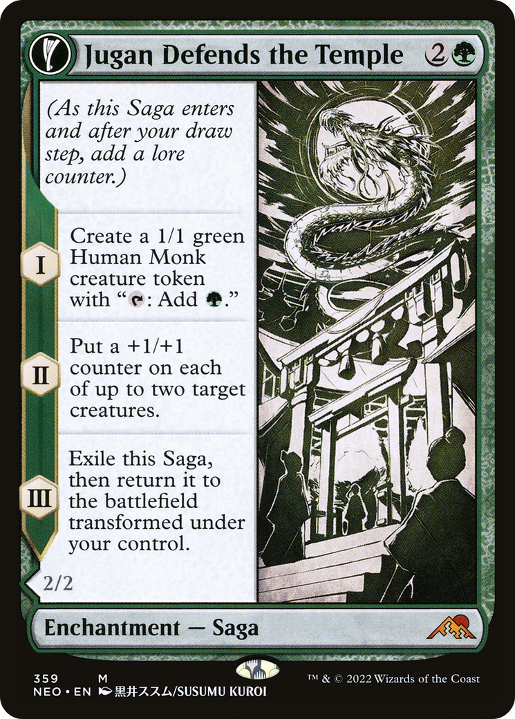 Jugan Defends the Temple // Remnant of the Rising Star (NEO-359) [Kamigawa: Neon Dynasty]: (Showcase, fandfc) Foil