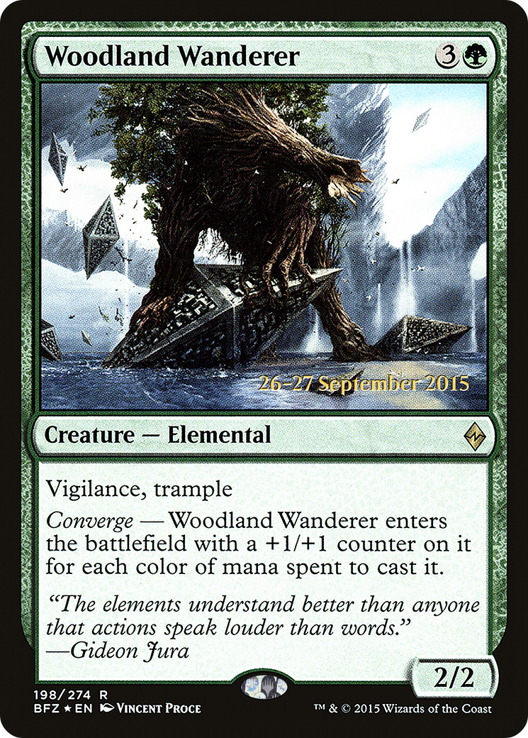Woodland Wanderer (PRE-198S) [Battle for Zendikar Promos] Foil