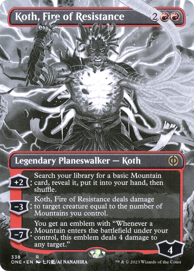 Koth, Fire of Resistance (ONE-338) [Phyrexia: All Will Be One]: (Showcase) (Borderless)