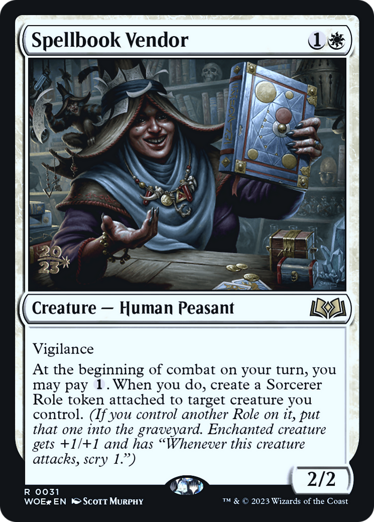Spellbook Vendor (PRE-31S) [Wilds of Eldraine Promos] Foil